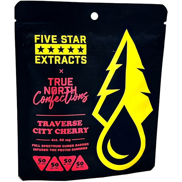 True North Confections x Five Star Extracts | Vegan Traverse City Cherry Cured Badder Gummies 4pc | 200mg