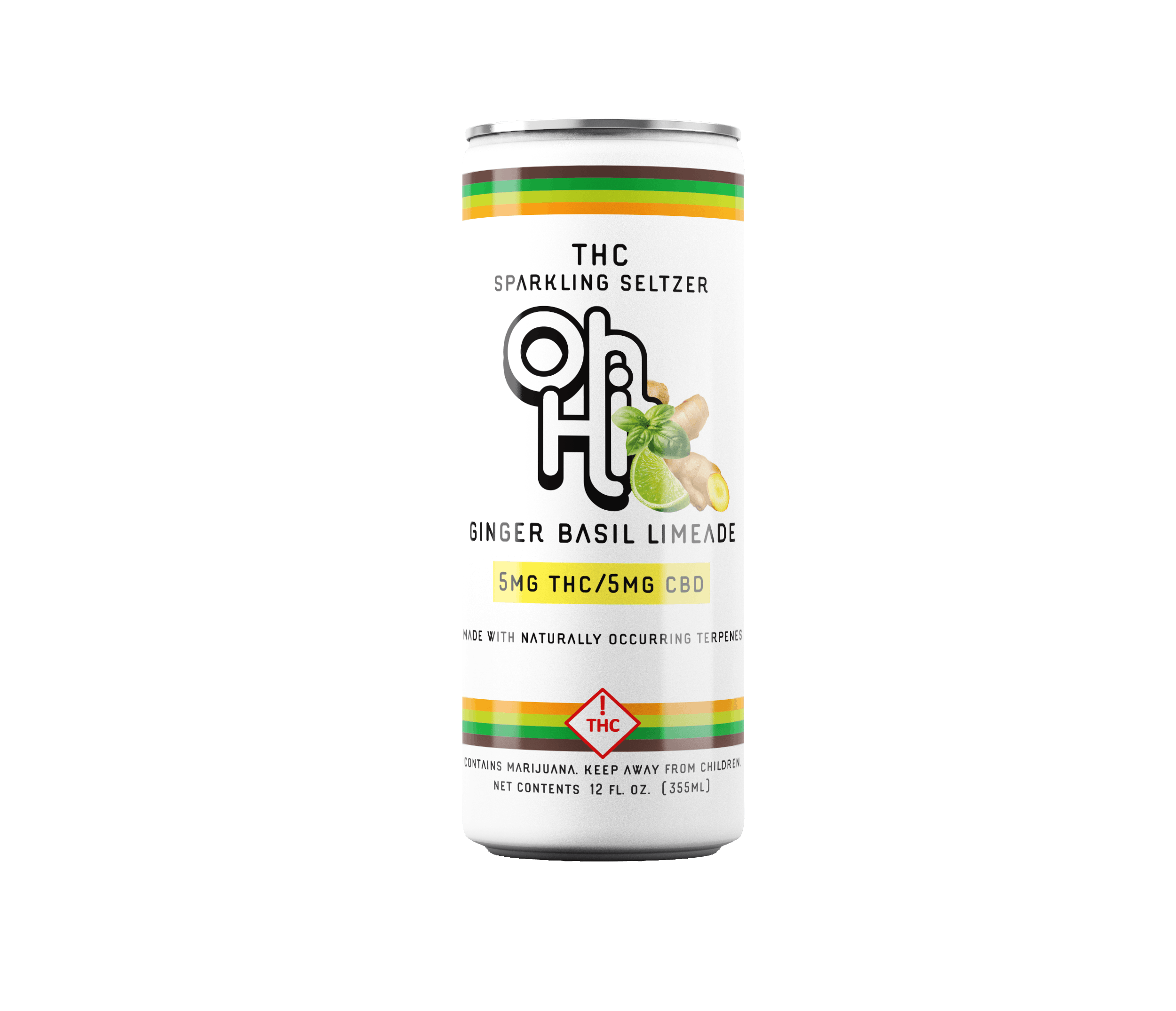 Sparkling Seltzer Ginger Basil Limeade 5mg THC 5mg CBD