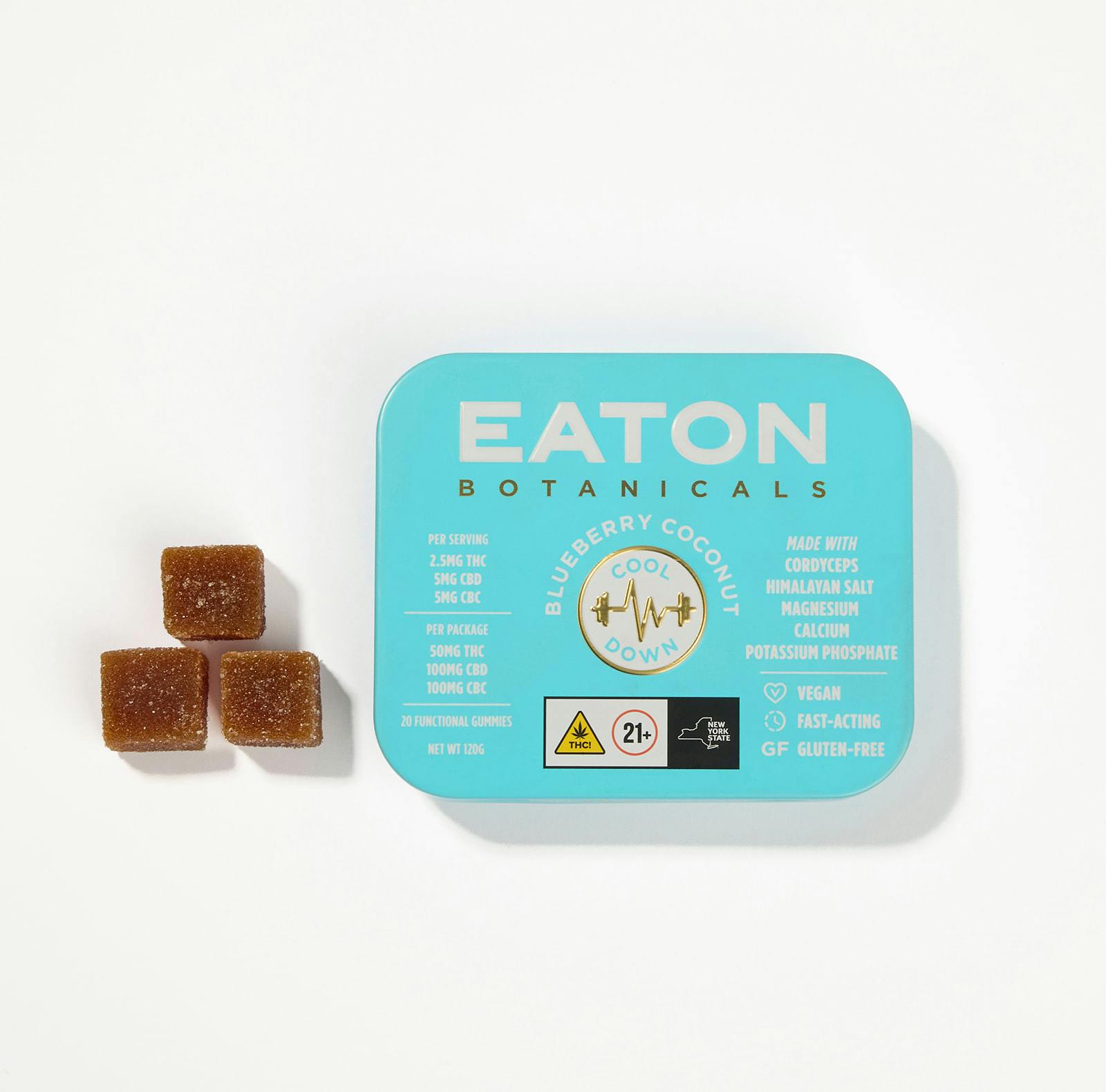 Eaton Botanicals - Blueberry Coconut Cool Down 1:2:2 THC:CBD:CBC Gummies 20pk - 50mgEaton BotanicalsTHCTHC: 50 mgTERPS: 0.02%4th of July Weekend! Spend $100 get $15 Off!+6