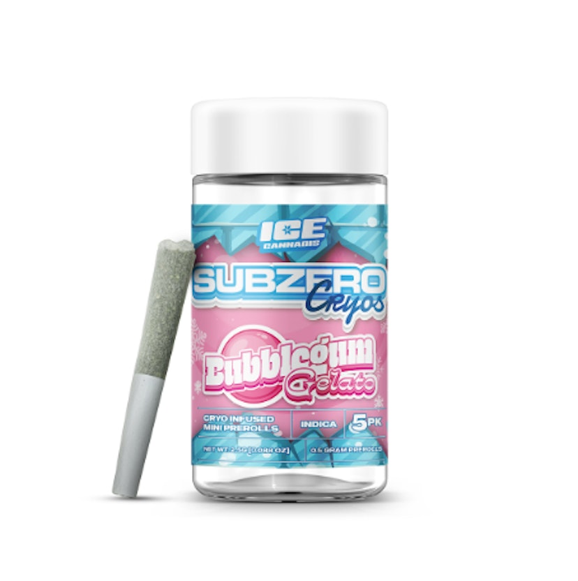 Sub Zero x 5 Cryo Infused Pre-rolls | Bubblegum Gelato