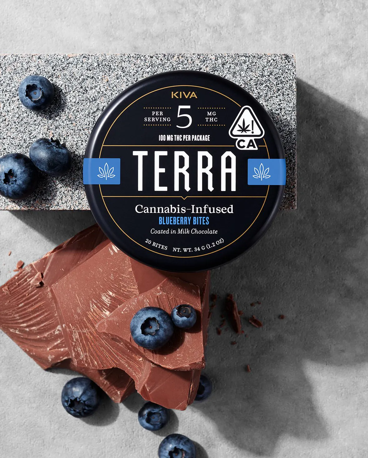 Kiva Terra Bites Milk Chocolate Blueberries 100mg | Harborside