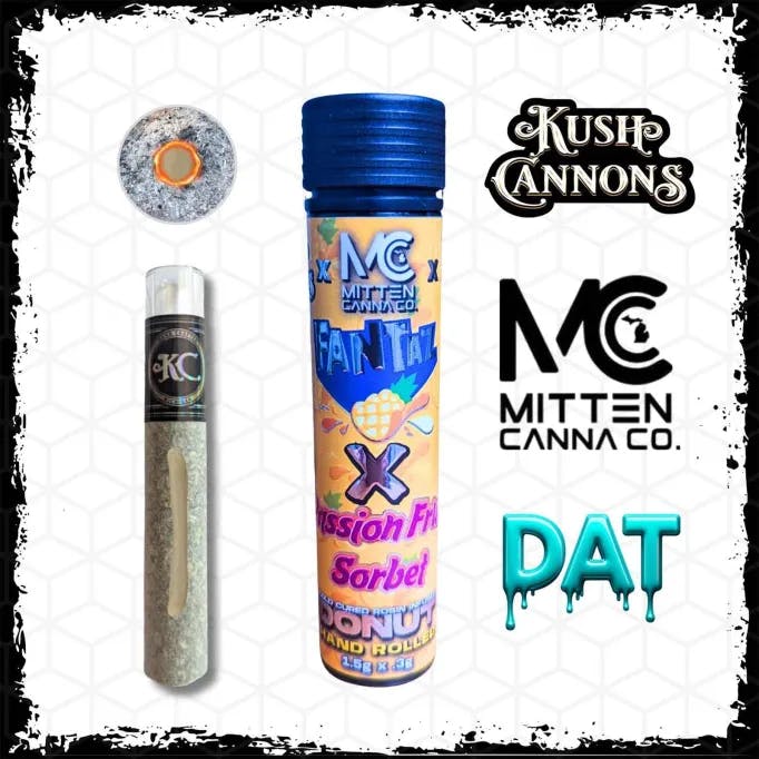 Kush Cannons - 1.8g Rosin Infused Donut - Pineapple Fantaz x Passion Fruit