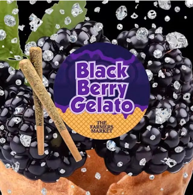 The Farmers Market Diamond Infused Pre-Roll Pack Blackberry Gelato 2pk/1.5g (indica, infused pre roll packs)