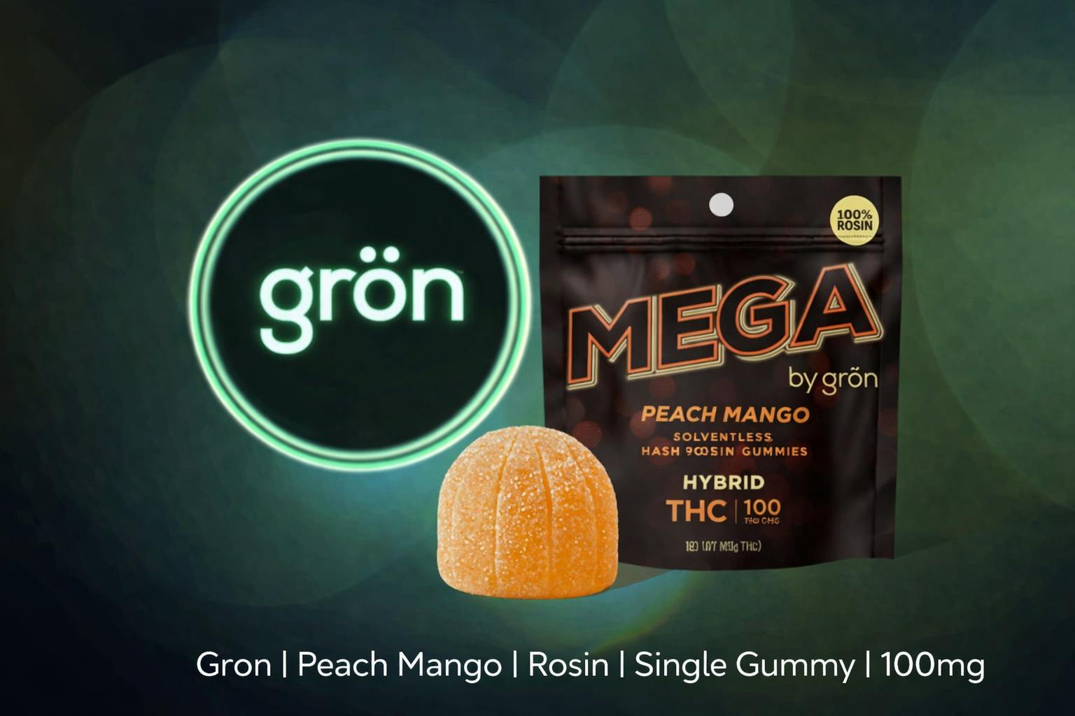 Product Gron | Peach Mango MEGA | Rosin | Single Gummy | 100mg