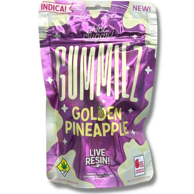 Gummiez: Indica Golden Pineapple - Live Resin 10pk 100mg