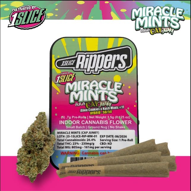 1Slice | 0.7g Pre-Roll 5pk (3.5g) | Miracle Mints