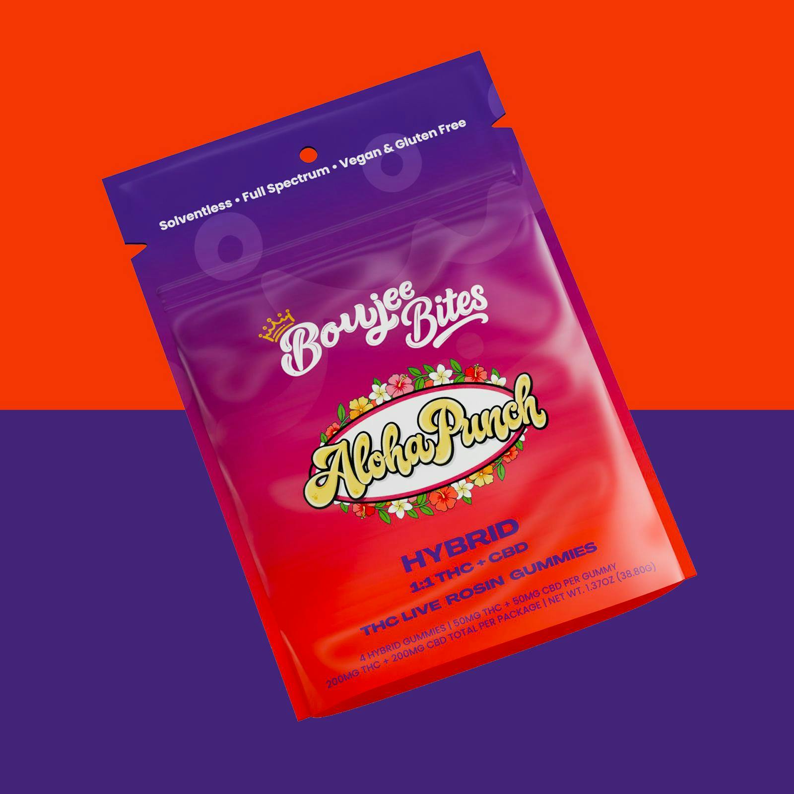 Boujee Bites - 200mg THC : 200mg CBD Rosin Gummies  - Aloha Punch