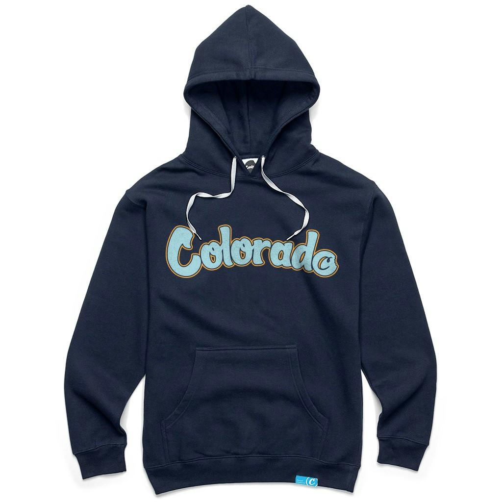 Cookies Colorado Script Hoodie Navy Baby Blue LG Cookies Commerce City