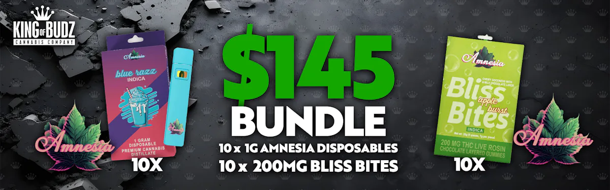 Amnesia Bundle - (10) Amnesia 1g Disposable AND (10) 200mg Bliss Bitesfor$145