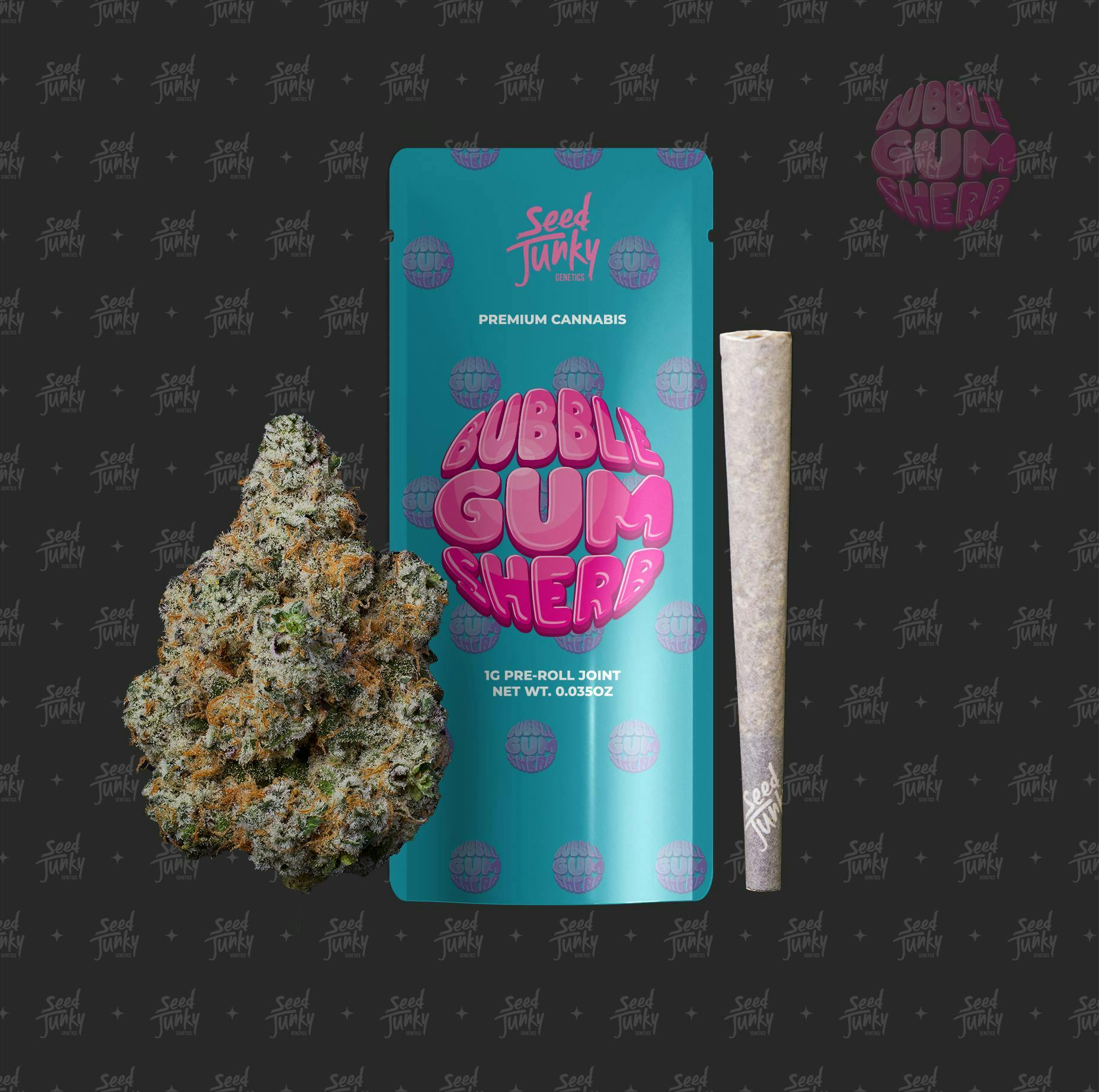 Product: SEED JUNKY | BUBBLE GUM SHERB | PRE-ROLL HYBRID