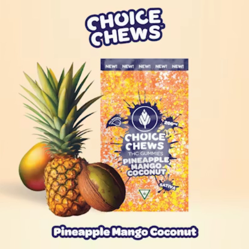 Choice Chews | 200mg THC Gummies | Pineapple Mango Coconut (Sativa)