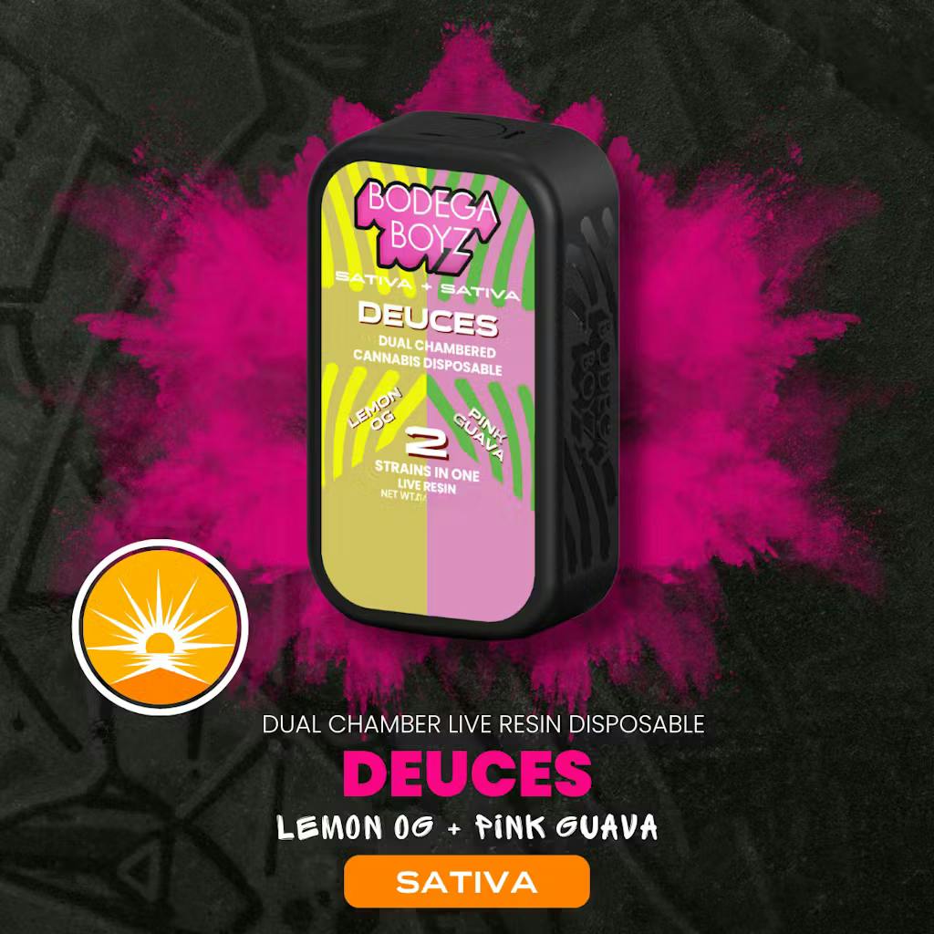 BODEGA BOYZ Deuces | Lemon OG x Pink Guava | Live Resin Dual Chambered  Disposable