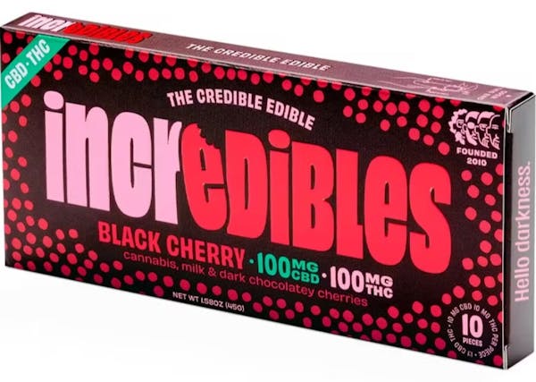 Black Cherry CBD 1:1 - 100mg Chocolate Bar (20 Piece) - Incredibles