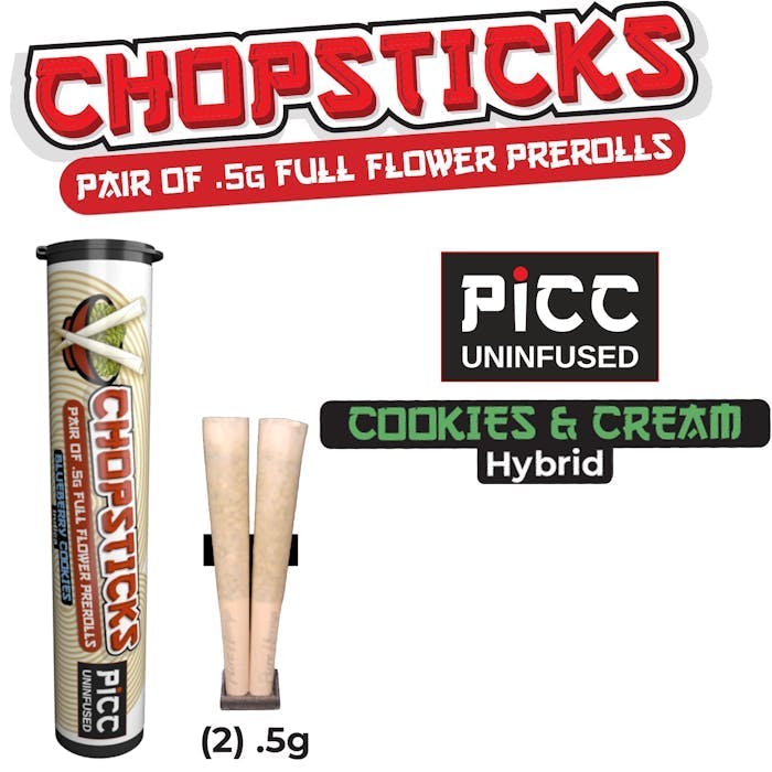 Product Chopsticks - Cookies & Cream - 2pk - 1g - Preroll