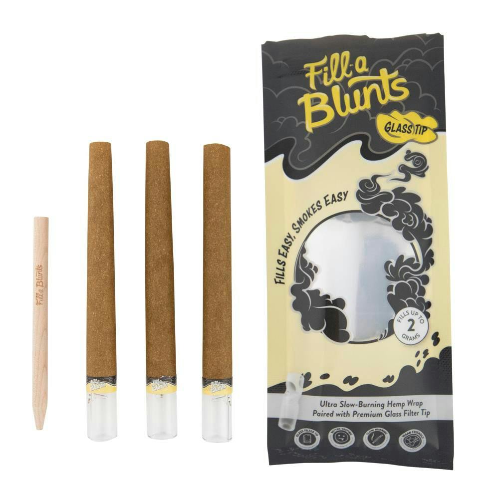 Fill-A-Blunt | 4pk Fillable Pre-rolled Blunts w/ 11mm Glass tip