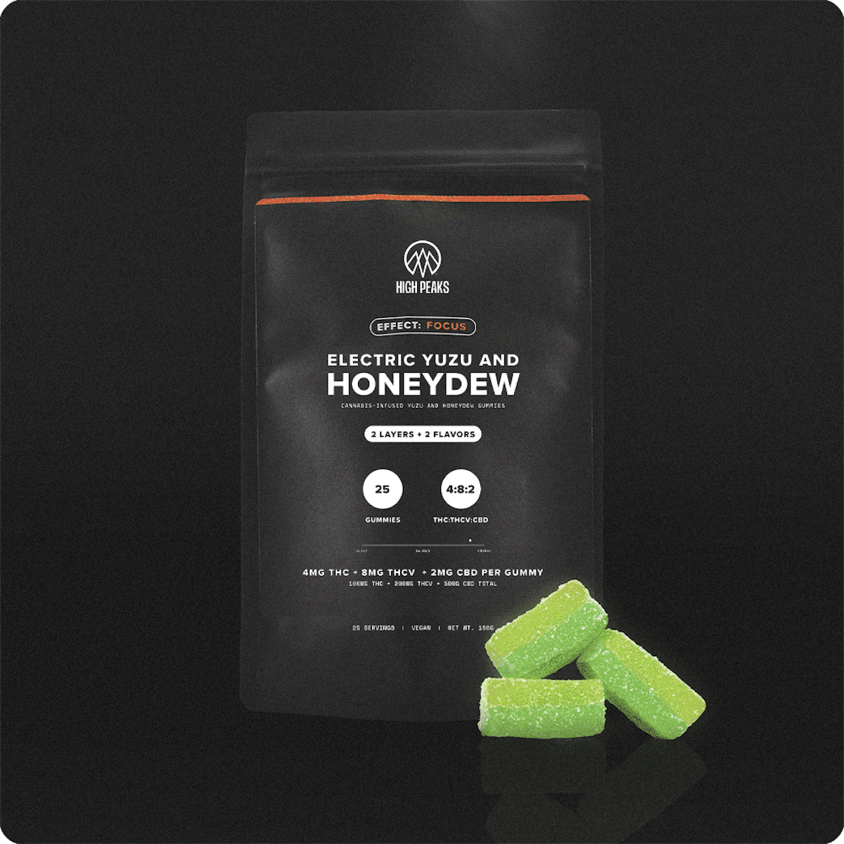 Image of High Peaks – Electric Yuzu and Honeydew 100mg Gummy