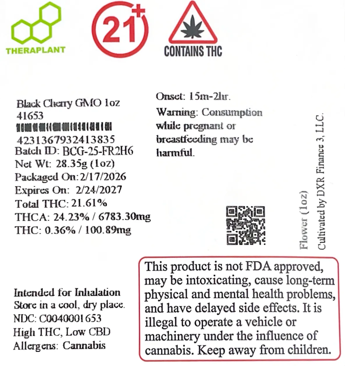 Black Cherry GMO Flower T21.61 (41653) | Still River Wellness