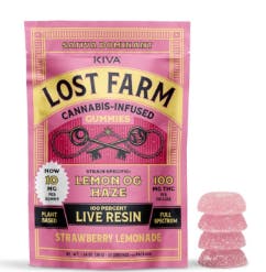 Product 10mg Lost Farm Strawberry Lemonade x Lemon OG Haze Gummies 10pk / 20 servings