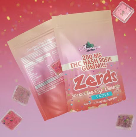 Amnesia - Zerdz Strawberry Shortcake - 200mg Hash Rosin Gummies