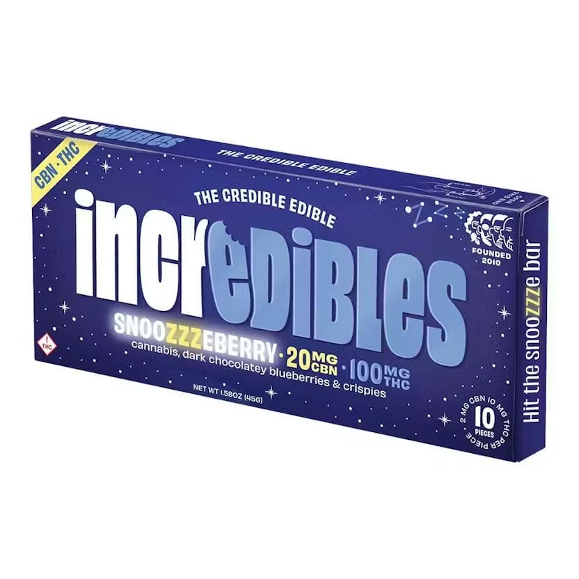 Product Incredibles - Snoozzzeberry - 100mgTHC - 200mgCBN - Chocolates