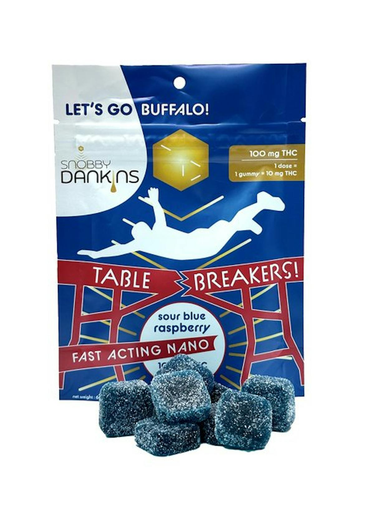 Image of Sour Blue Raspberry “Table Breakers” Gummies | (10mg/10ct)