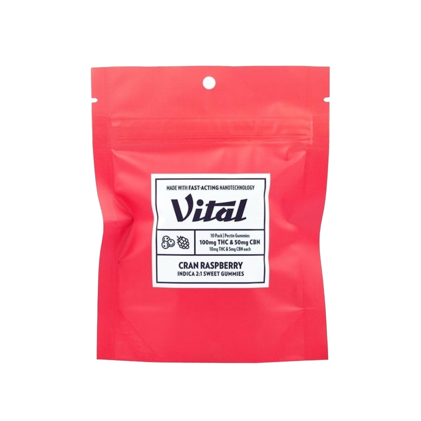 Vital Pectin Gummies: 10pk 1:2 CBN Cran Raspberry (I) 100mg