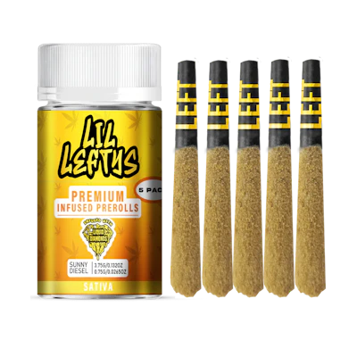 Left Coast - 5 Pack .75g Infused Prerolls - Sunny Diesel