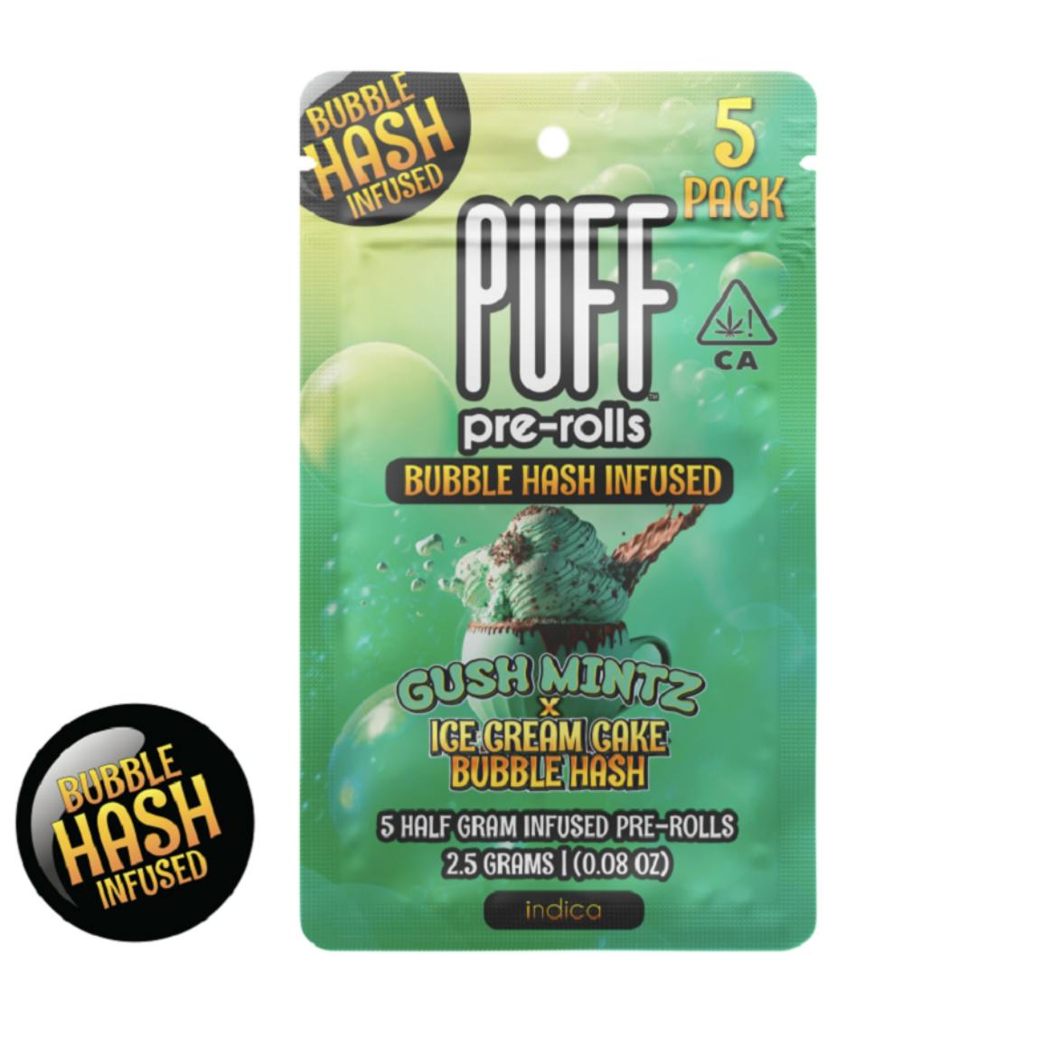 Pre-Roll | Puff | Gush Mintz x Ice Cream Cake | 5pk | Bubble Hash | 2.5g