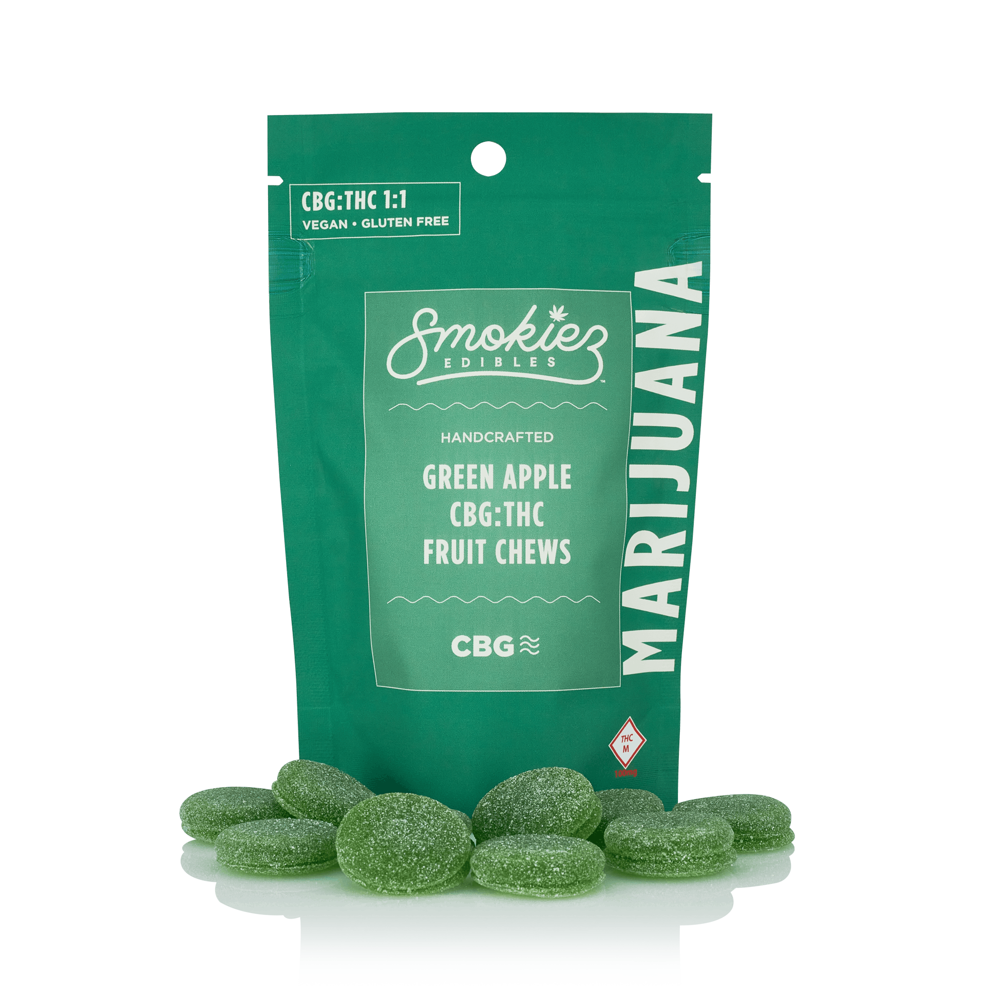 Sour kiwi味　Green-apple guava味 Sour Green Apple - Hybrid [10pk] (100mg) | Smokiez | Fruit Chews