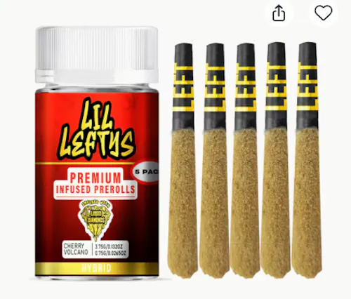LEFT COAST | LIL LEFTYS | CHERRY VOLCANO | INFUSED PRE-ROLLS | 3.75G(5PK)-active