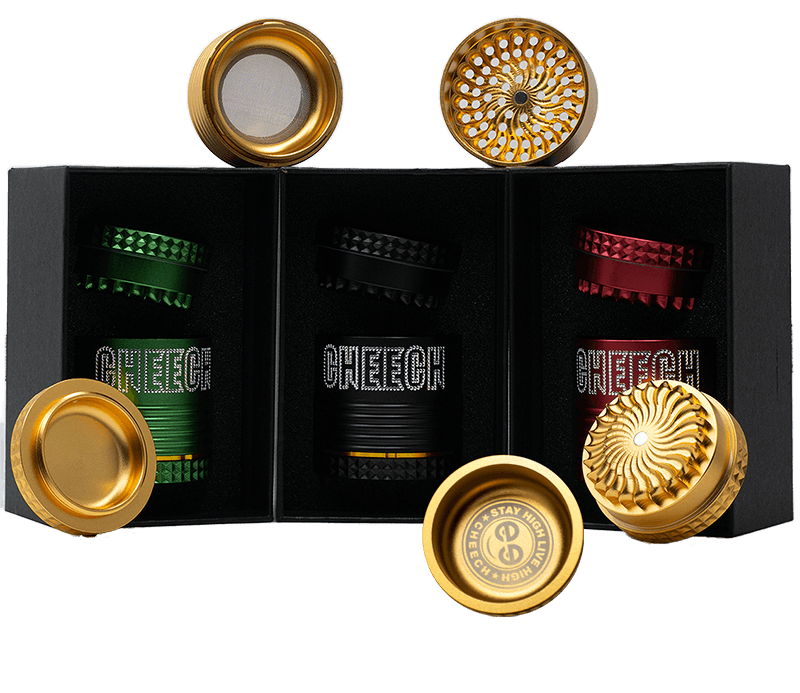Cheech | 63mm 4pc Quick Release Grinder w/ Ash Tray - Assorted Colours #1007