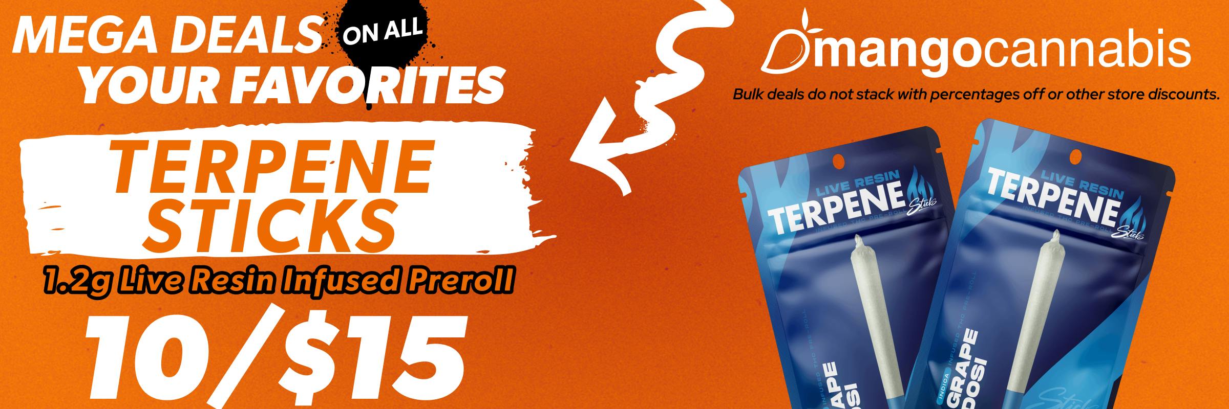 Terpene Sticks 1.2g Live Resin Infused Prerolls available at Mango Cannabis Dispensary in Lansing Michigan.