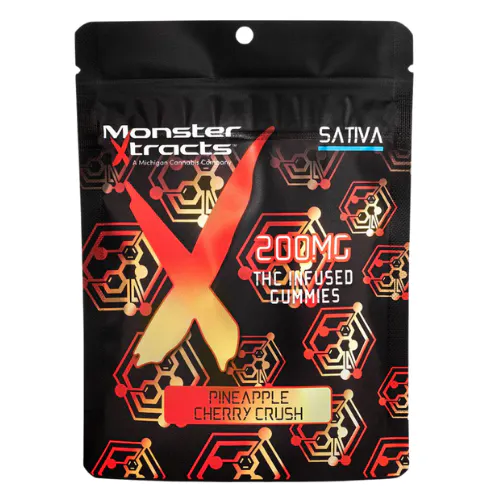 Monster Xtracts Pineapple Cherry Crush Sativa Gummies 200mg THC at