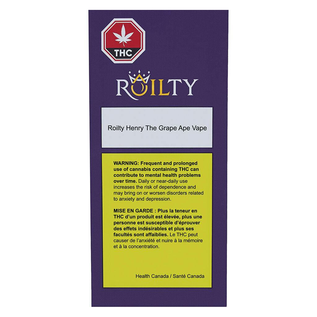 Roilty - henry the grape ape vape 510 thread cartridge