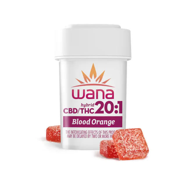 Wana Classic Gummies Blood Orange 20 CBD : 1 THC 10pk/100mg (hybrid, 1g)