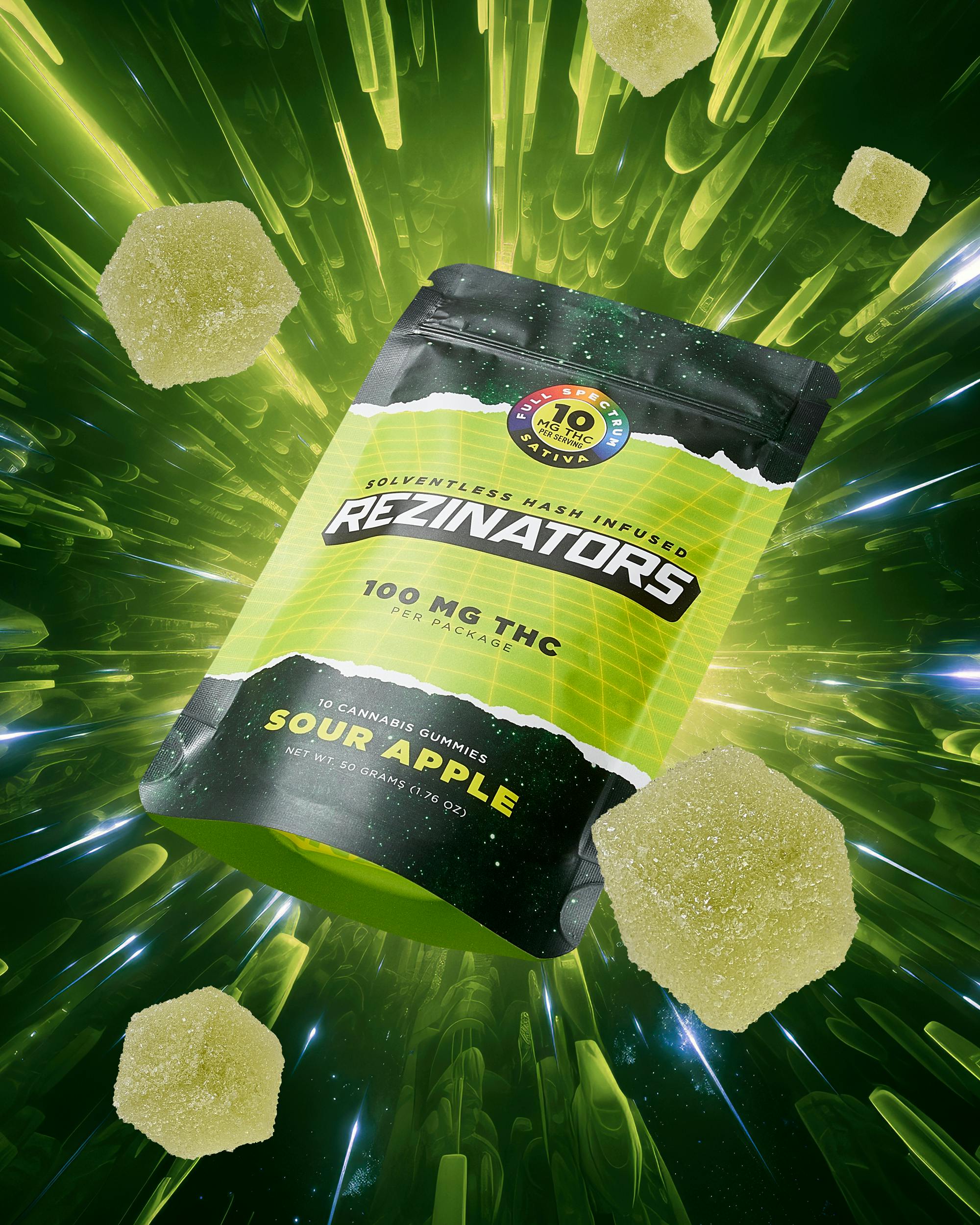image of Sour Apple | Solventless Hash Gummies | 100mg | 10pk
