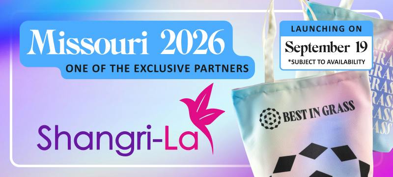 Shangri-La Missouri cannabis promotion announcing the Best in Grass Missouri 2026 launch on September 19, with Shangri-La featured as one of the exclusive retail partners. Promotional image features Best in Grass branded tote bags and notes that availability is subject to change.
