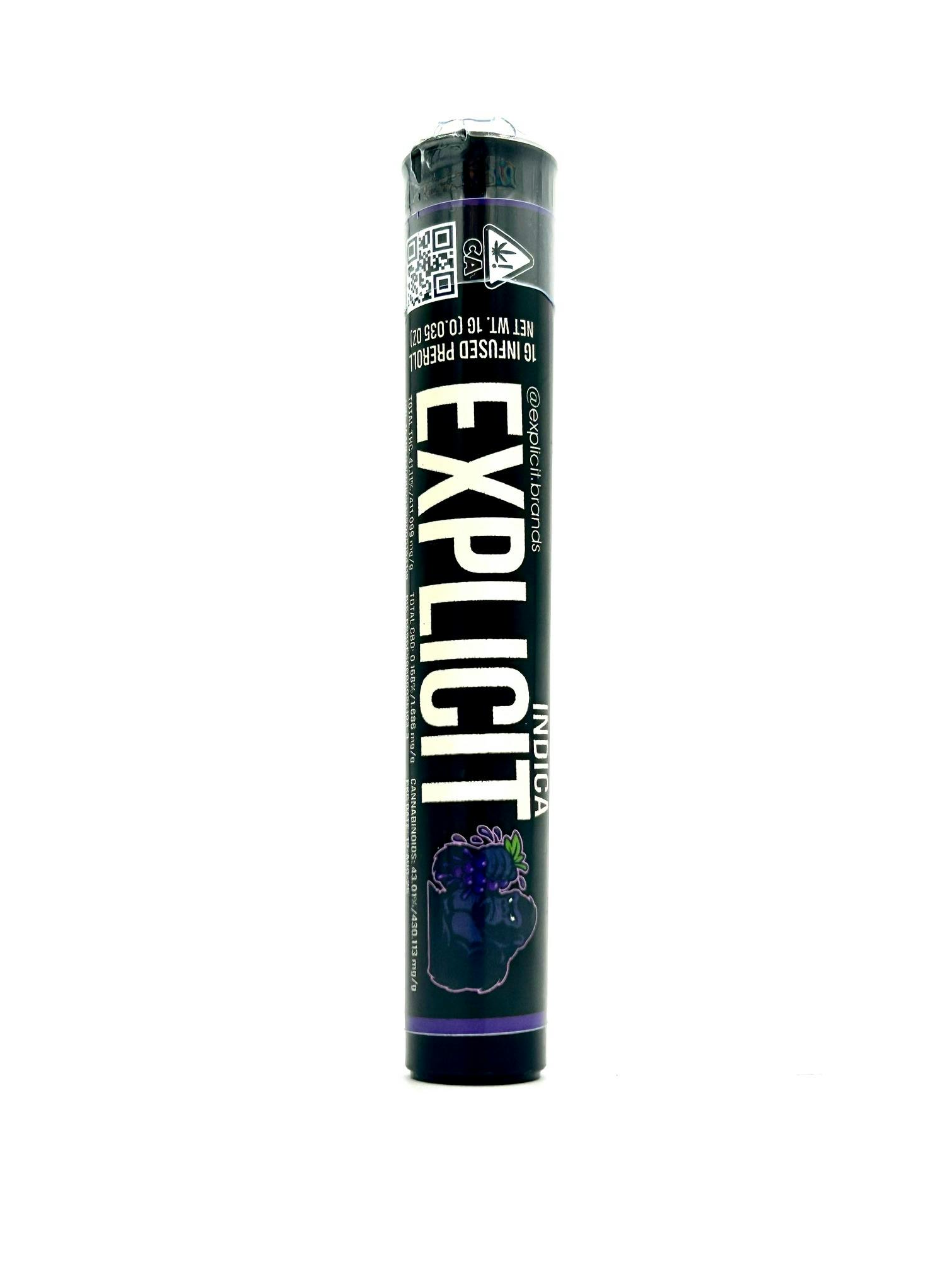 Explicit Infused Preroll - Grape Ape 1g