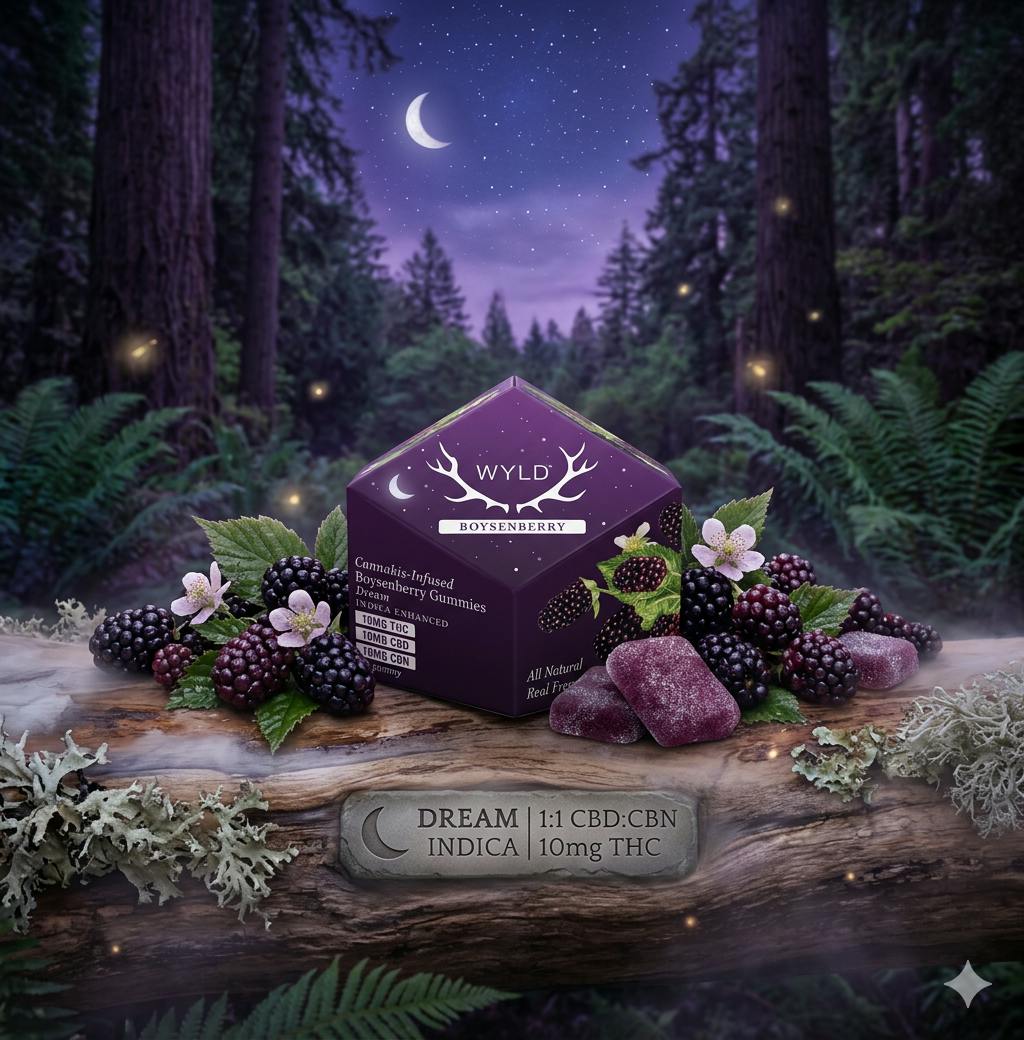 Product Wyld | Boysenberry | Gummies 10ct | 1:1:1 CBD:CBN + Indica Enhanced | 100mg