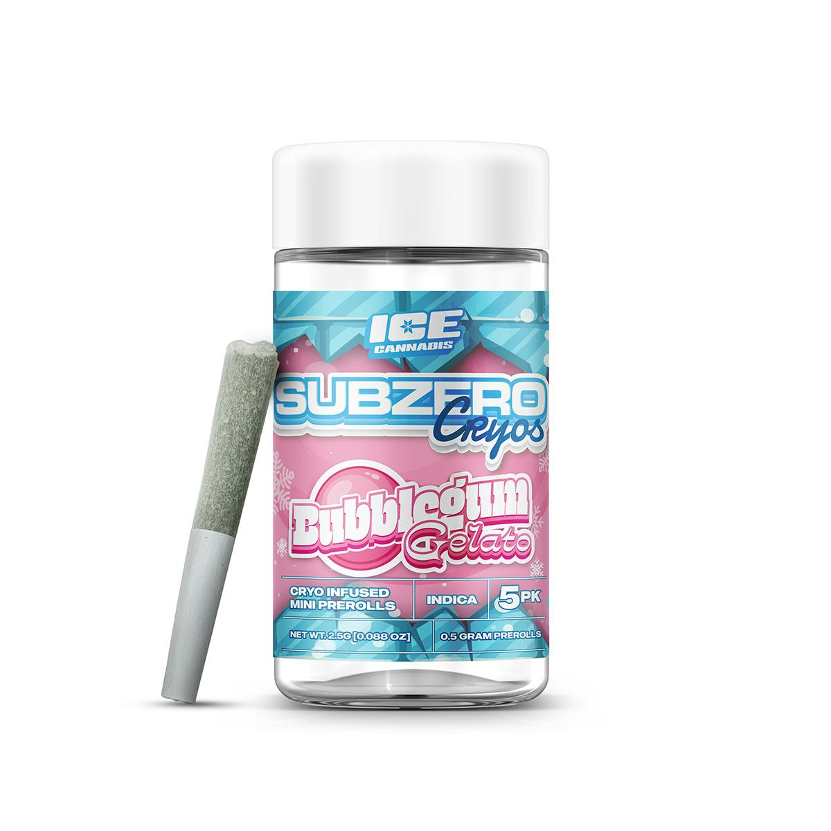 Product: SUB ZERO | BUBBLEGUM OG | INFUSED PRE-ROLLS | 5 x 0.5G HYBRID