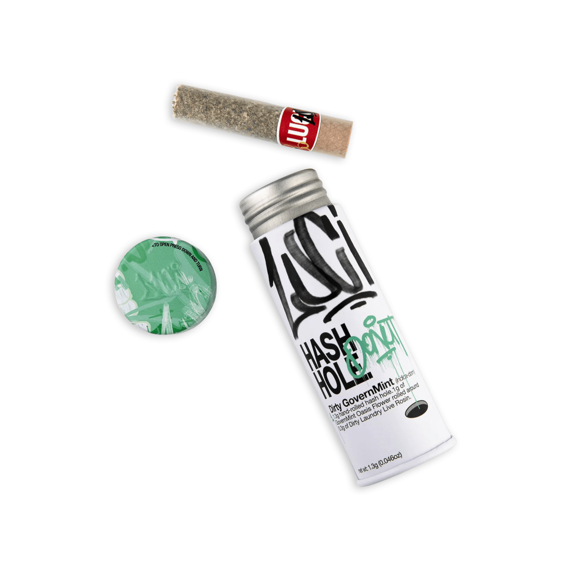 Product Luci - Dirty GovernMint - 1.3g - Hash Hole Rosin Infused- Preroll