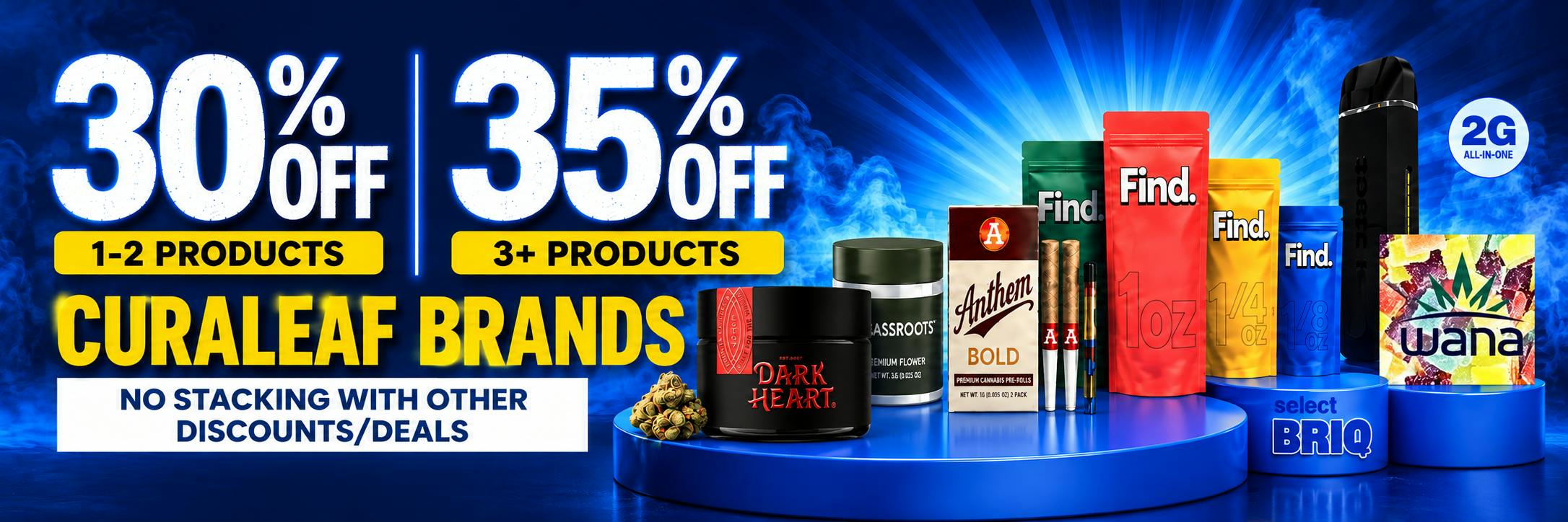 30% OFF CURALEAF BRANDS, 35% OFF 3+
