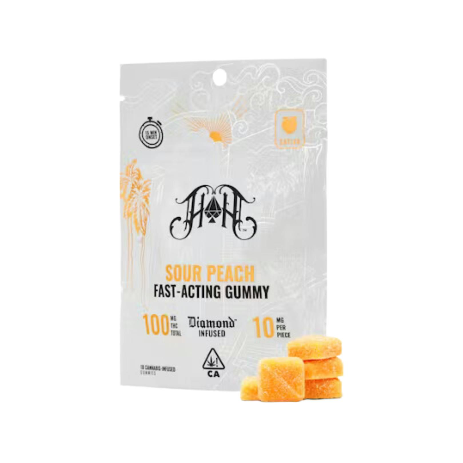 SOUR PEACH THCA DIAMOND INFUSED FAST-ACTING GUMMIES