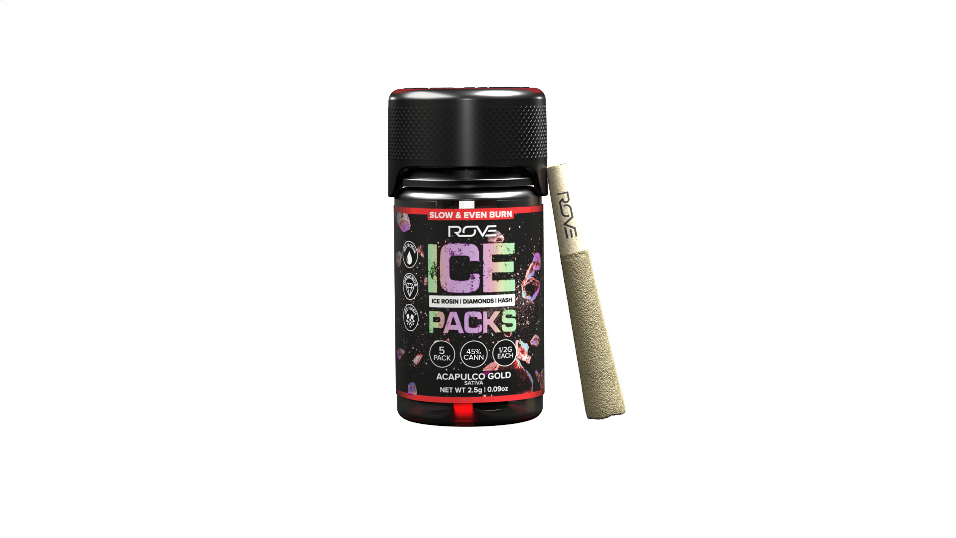 Rove | Acapulco Gold | Ice Packs | Rosin Diamond Hash Infused | 5pk | 2.5g