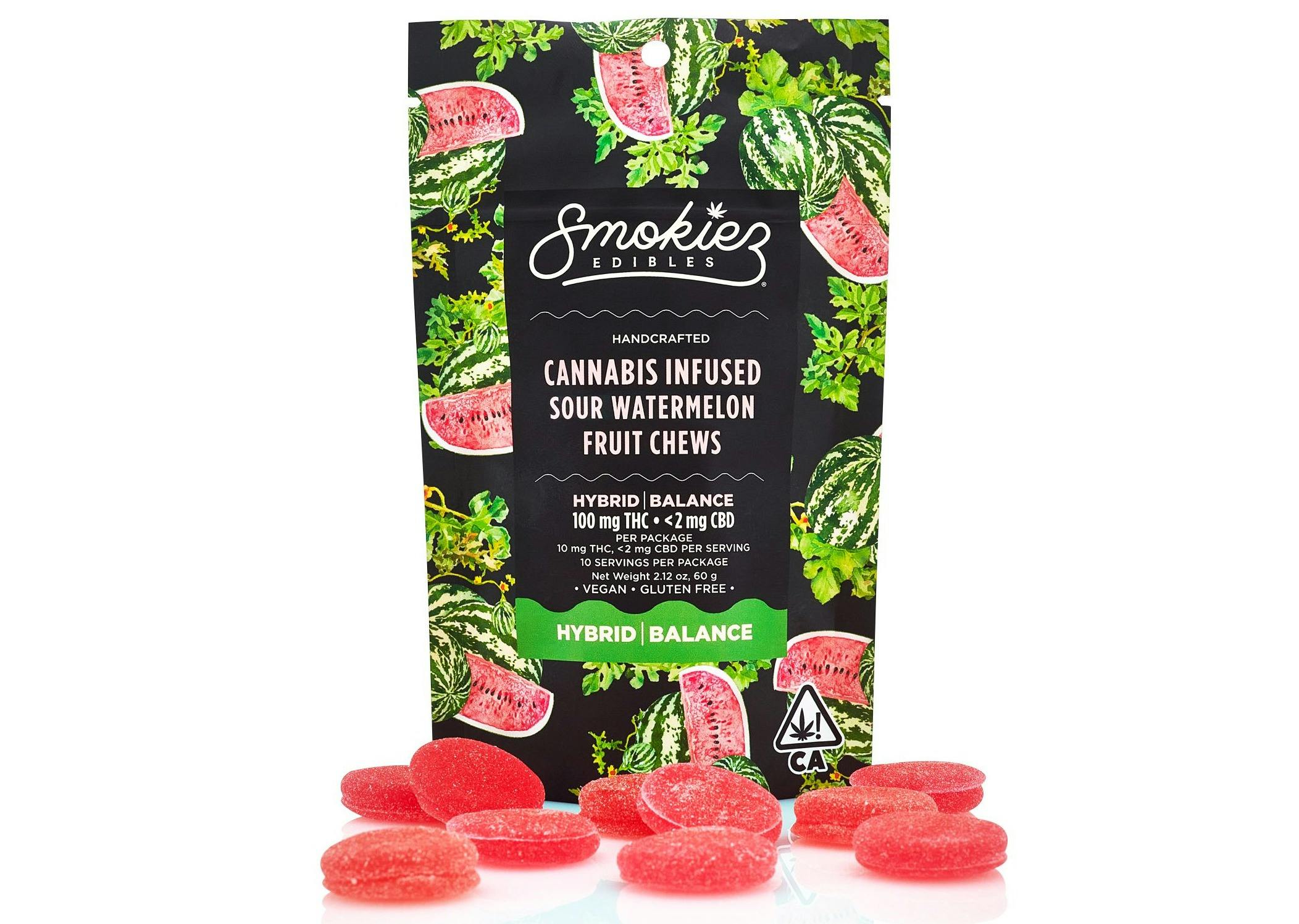 Sour Watermelon Hybrid  100mg THC Fruit Chews