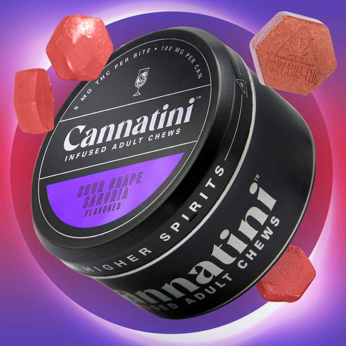 Photo of Cannatini | RSO Indica Sour Grape Sangria Gummies | 100mg