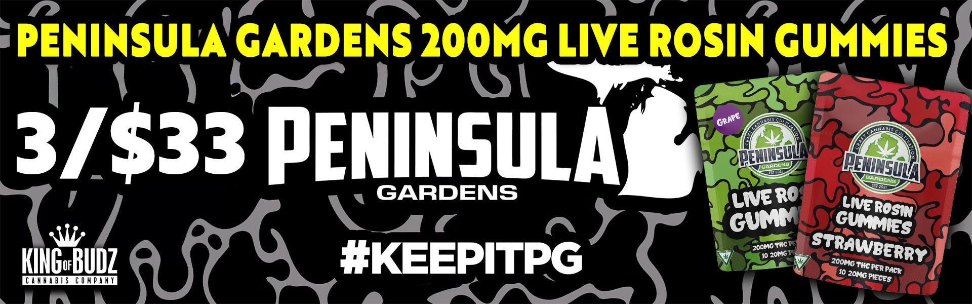 Peninsula Gardens 200MG Live Rosin Gummies - 3 for $33