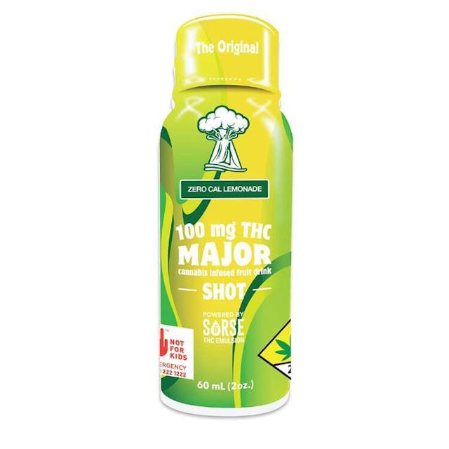 Zero Calorie Lemonade flavored drink (2oz), 100mg THC per bottle, 10mg THC per serving. Infused with SoRSE Technology for rapid onset! Why wait?