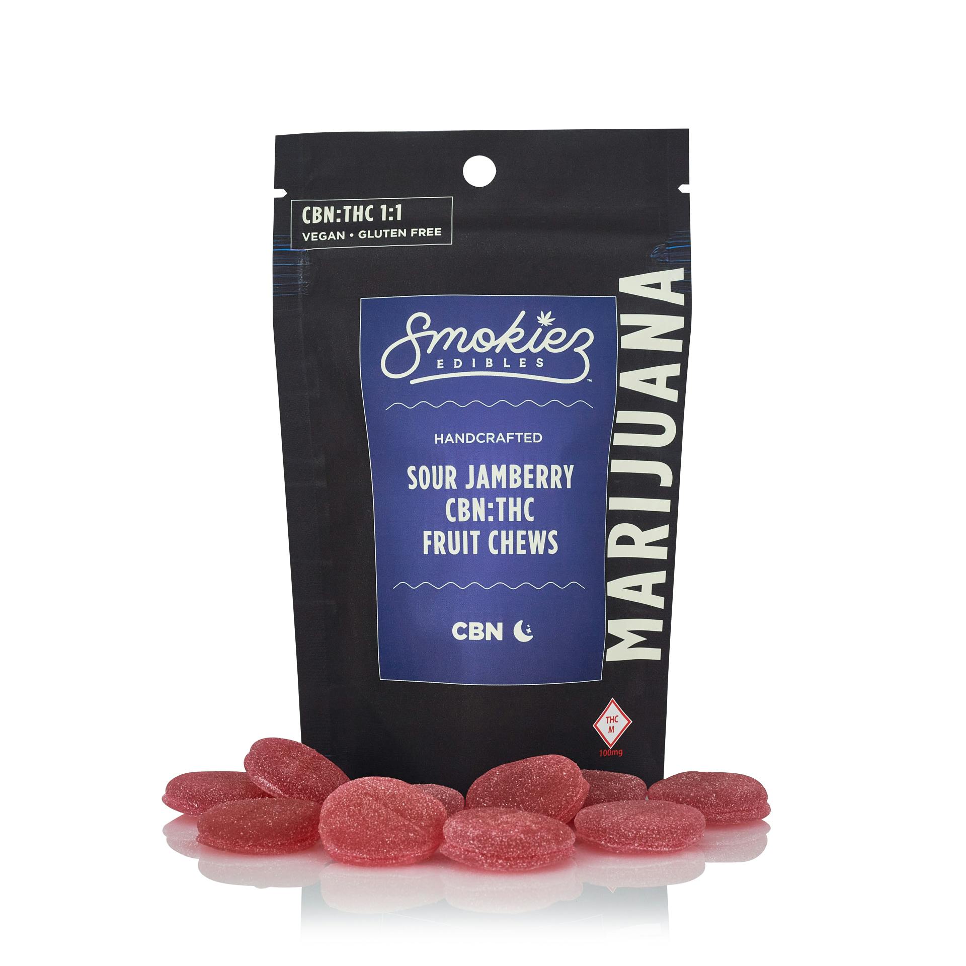 Photo of CBN:THC 1:1 Sour Jamberry 100mg CBN:100mg THC Fruit Chews | 10pk