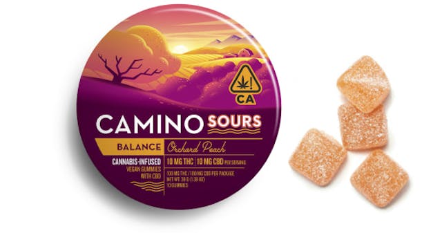 Sour Orchard Peach (H) 1:1 (THC:CBD) - 20pk 100mg - Camino - Image 2